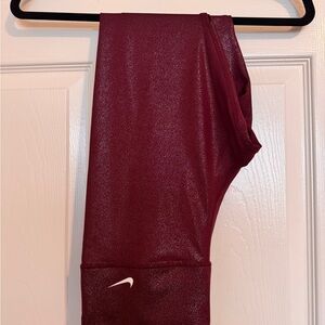 Nike Drifit Burgundy/Maroon Sparkle 7/8 Leggings